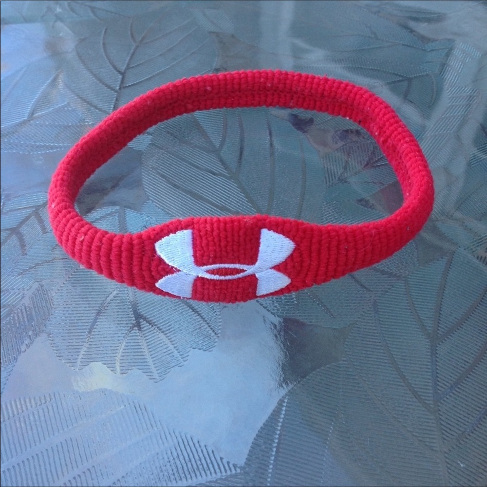 Y2K Under armour red stretch terrycloth wrist arm band